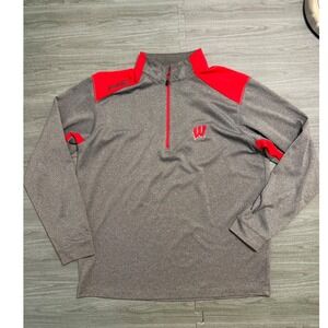 Ping Wisconsin Badgers SensorCool Quarter Zip Pullover Gray Red Mens Large
